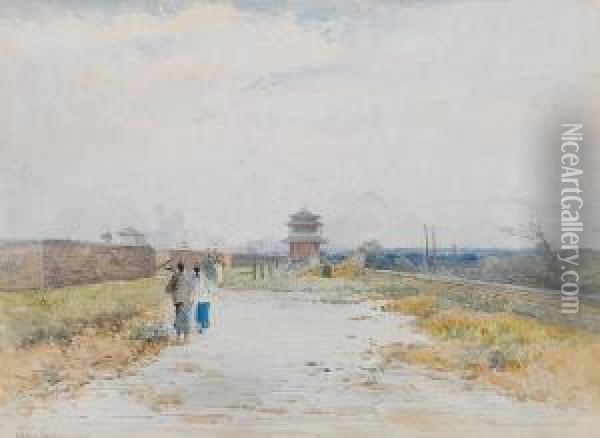 On The City Wall, Peking Oil Painting - John Jnr. Varley