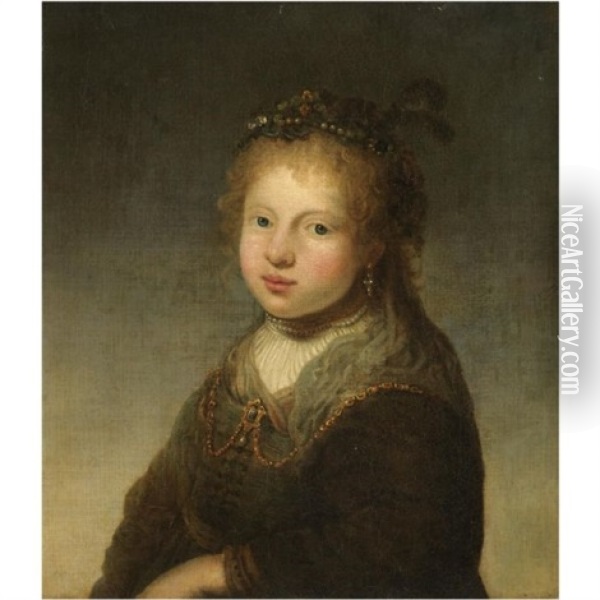 A Young Shepherdess Oil Painting - Govaert Flinck