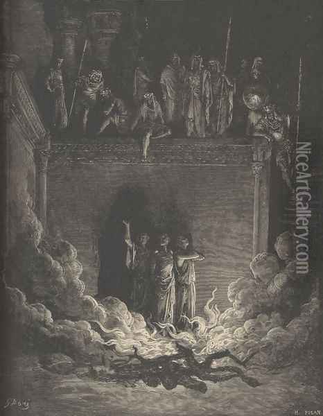 The Fiery Furnace Oil Painting - Gustave Dore