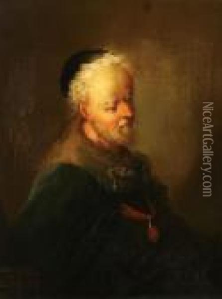 Portrait Of An Old Man Wearing A Medal Oil Painting - Christian Wilhelm Ernst Dietrich