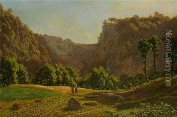 Landschaft Mit Spaziergangern Oil Painting - Carl Wurtzen
