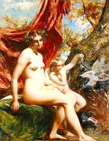 Venus and Cupid with a Dove Oil Painting - William Etty