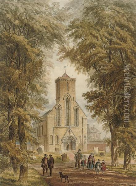 Nun Monkton Church, Yorkshire Oil Painting - John Henry Leonard