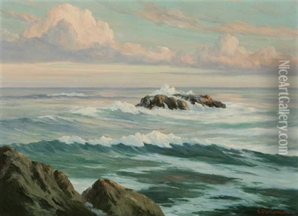 Sea Barriers - La Jolla, Ca. Oil Painting - Roi Clarkson Colman