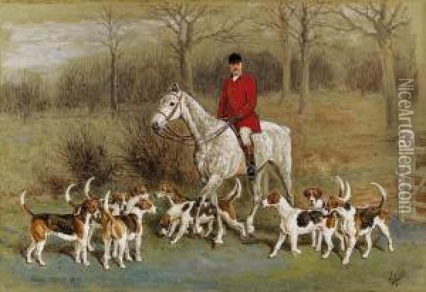 Lord Henry, 18th Baron 
Willoughby De Broke (1844-1902), On Adappled Grey Hunter, With His 
Hounds Oil Painting - Frank Paton