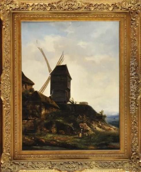 Le Moulin Oil Painting - Etienne Constant Carlin