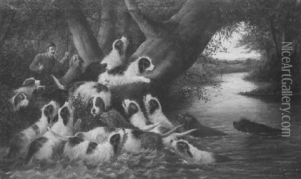 The Otter Hunt/ At Fault Oil Painting - Edward Armfield