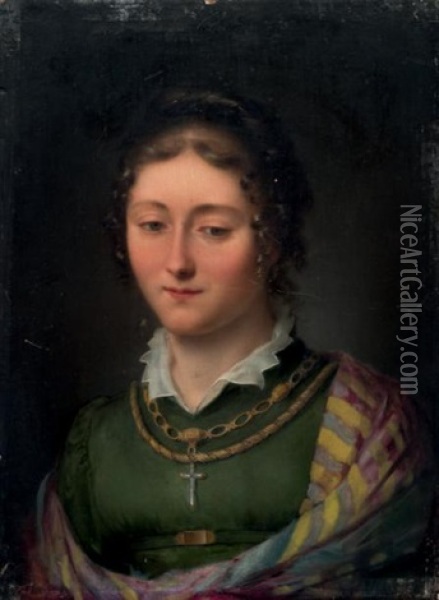 Portrait De Mademoiselle Pauline Laurent, Fille Du Peintre Oil Painting - Jean Antoine Laurent