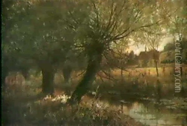 Weide Am Bach Oil Painting - Saville Lumbley Flint