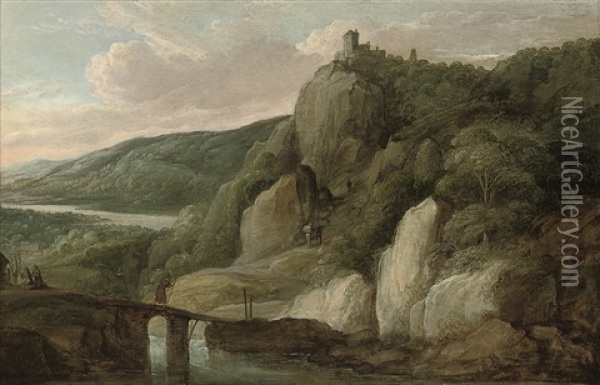 An Extensive River Landscape With Figures Oil Painting - Frans de Momper