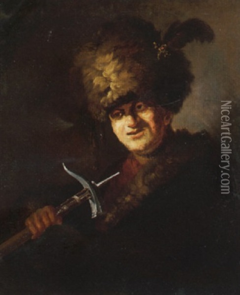 Portrait D'un Soldat Polonais Oil Painting - Alexis Grimou