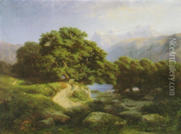 Sommertag Am Vierwaldstatter See Mit Blick Auf Eiger, Jungfrau Und Monch Oil Painting - Julius Bakof