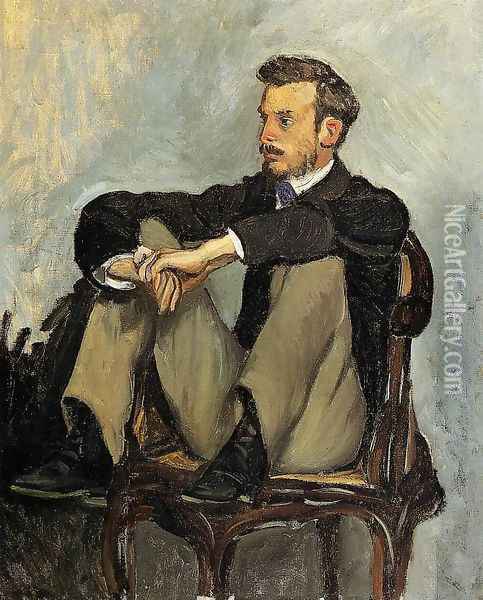 Portrait of Renoir Oil Painting - Jean Frederic Bazille