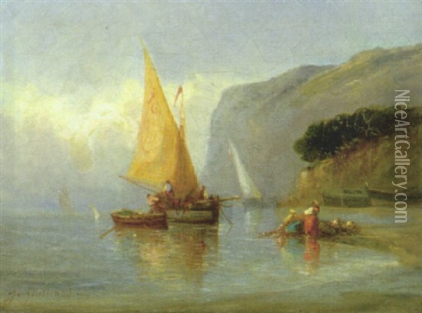Segelboote Vor Der Kuste Oil Painting - Joseph Alexandre Guichard