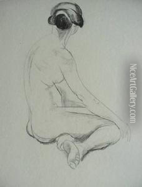 Seated Female Nude From Behind Oil Painting - William Sommer