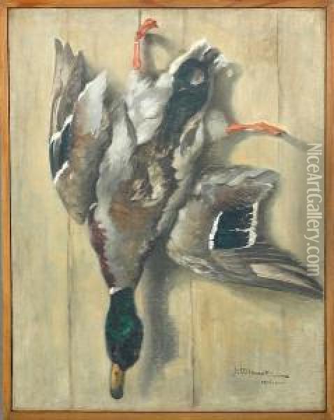 Still Life With A Duck Oil Painting - Julius Ullmann