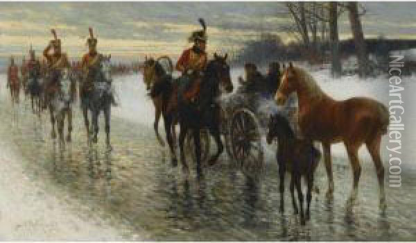 Napoleonic Campaign Oil Painting - Jan van Chelminski