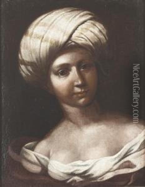 Junge Frau Mit Turban. Oil Painting - Jan-Baptiste Vanmour