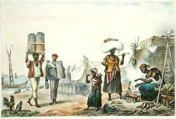 Negroes Selling Coal and Maize Oil Painting - Jean Baptiste Debret
