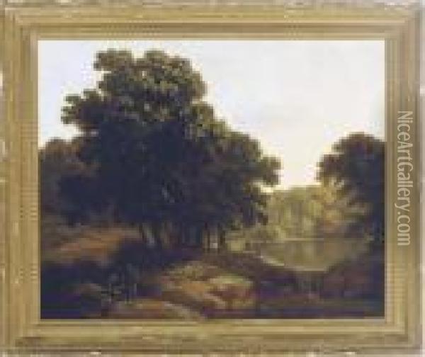Travellers By The Lake Oil Painting - George, of Chichester Smith