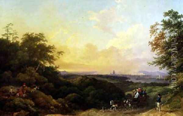 The Evening Coach London from Greenwich 1805 Oil Painting - Philip Jacques de Loutherbourg
