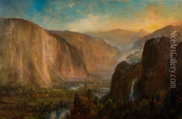 Grand Canyon Of Yellowstone Oil Painting - Lucien Whiting Powell