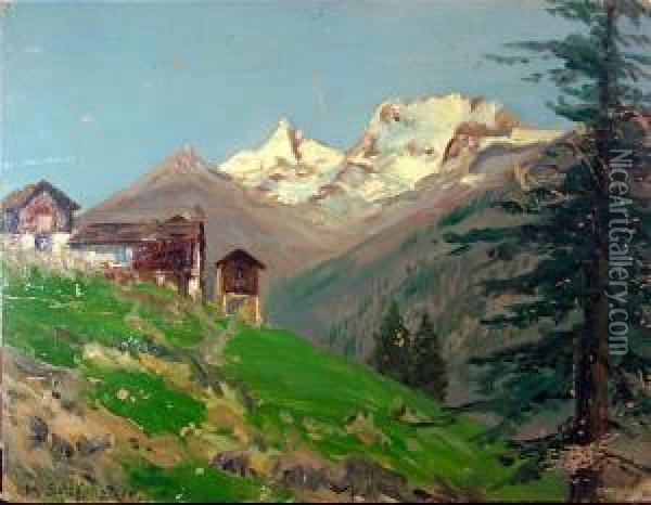 Paesaggio Di Montagna Oil Painting - Otto Schaffenakor