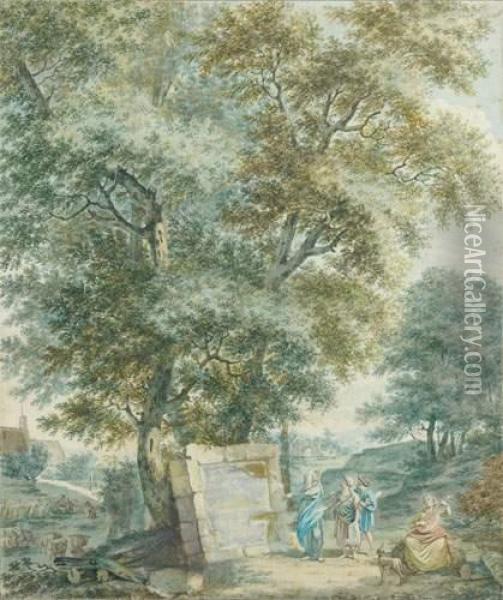 Paysage Arcadien Oil Painting - Pieter Bartholomeusz. Barbiers IV