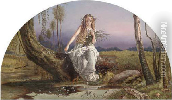 Ophelia Oil Painting - Arthur Hughes