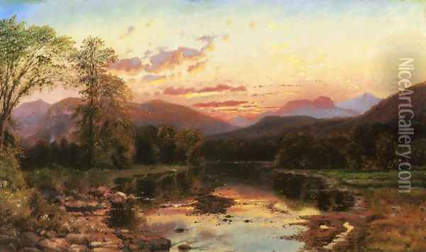 Sunset Landscape Oil Painting - Edmund Darch Lewis