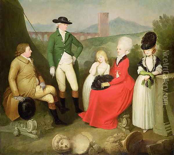 Group Portrait of Aubrey, 2nd Baron Vere of Harmsworth and family Oil Painting - Franciszek Smuglewicz