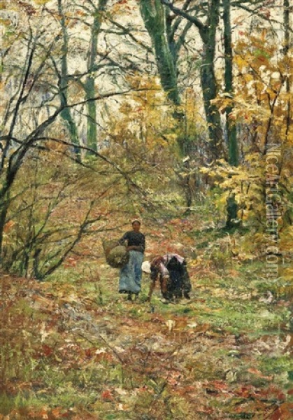 Deux Femmes Dans La Foret Oil Painting - Jean-Henri Luyten