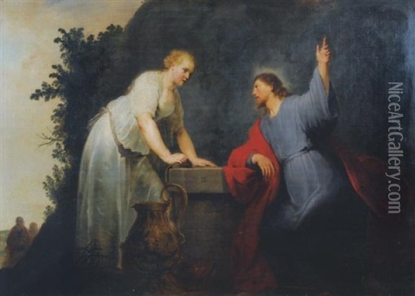 Jesus Und Die Samaritanerin Am Brunnen Oil Painting - Pieter Fransz de Grebber