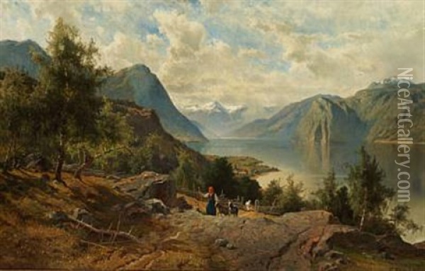 Summer's Day In Norway Oil Painting - Edward (Johan-Edvard) Bergh