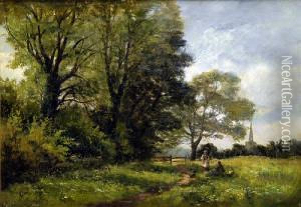 Castle Donington Meadows, Leicestershire Oil Painting - William Thomas Reed
