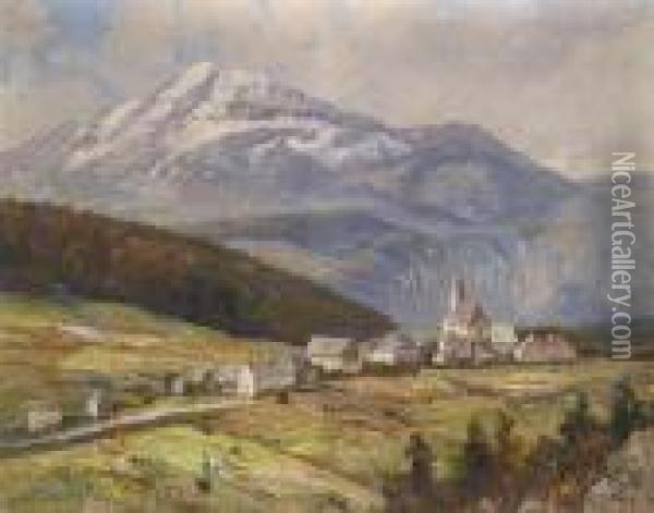 Mountain Landscape Oil Painting - Karl Vikas
