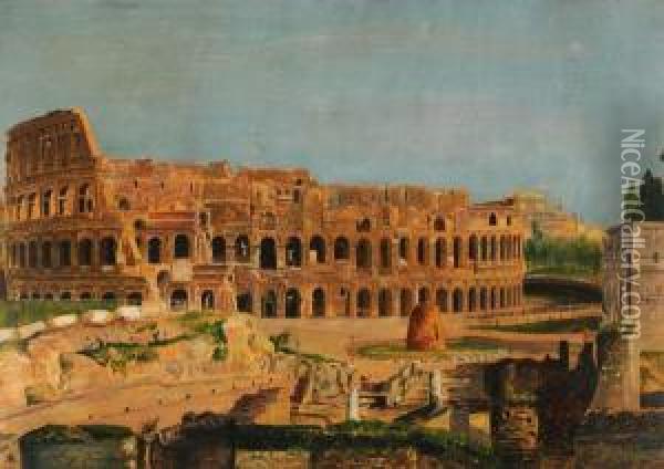 Veduta Del Colosseo Oil Painting - Luigi Querena