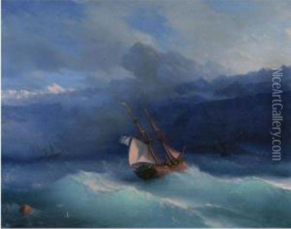Along The Coast Oil Painting - Ivan Konstantinovich Aivazovsky