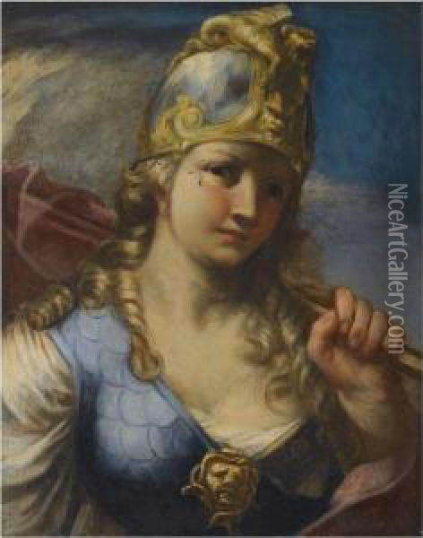 A Warrior Woman, Possibly Medea Oil Painting - Giovanni Antonio Pellegrini