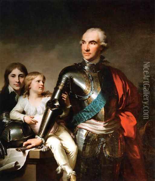 Count Stanislas Felix Potocki and his Two Sons Oil Painting - Johann Baptist the Elder Lampi