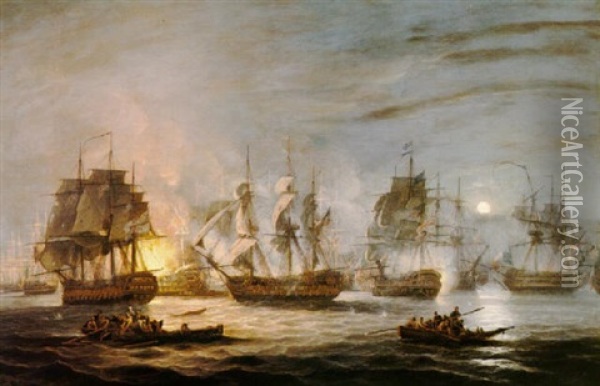 The Battle Of The Nile, August 1st 1798 Oil Painting - Thomas Luny