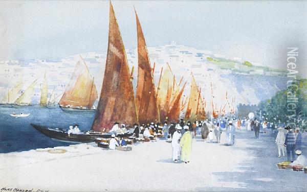 Port Of Oran Oil Painting - Hans Jacob Hansen