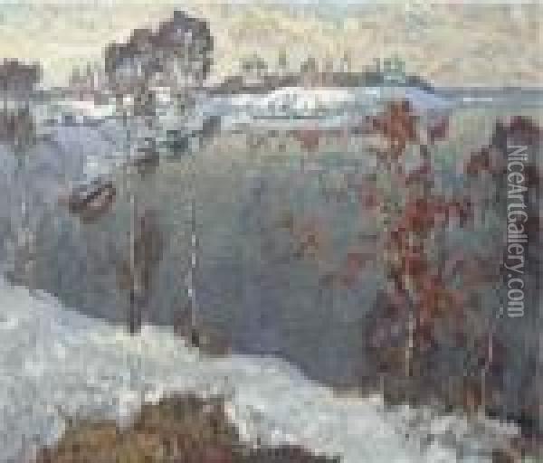 Winterscape Oil Painting - Konstantin Ivanovich Gorbatov