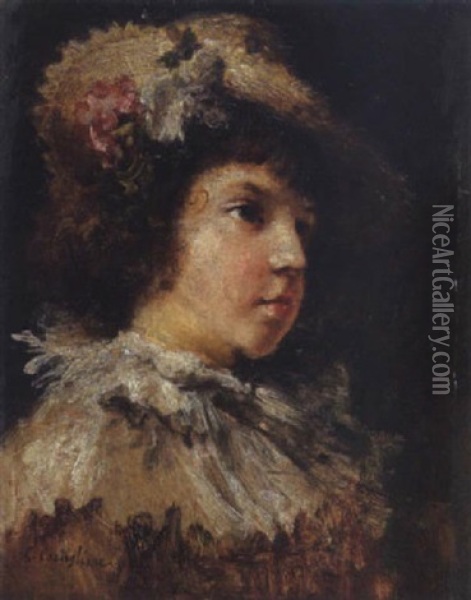 Fanciulla In Abiti Eleganti Oil Painting - Giuseppe Castiglione