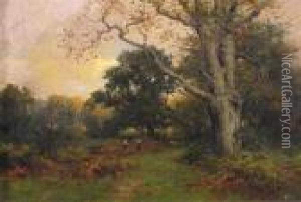 A New Forest Glade Oil Painting - Frederik Golden Short