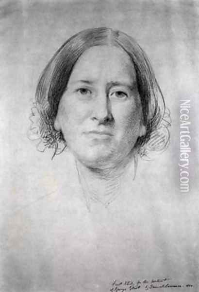 First Study for the Portrait of George Eliot Mary Ann Evans 1819-1880 Oil Painting - Samuel Laurence