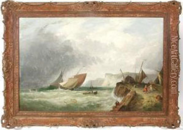 Shipping Off The Coastof Scotland Oil Painting - William Stuart Watson