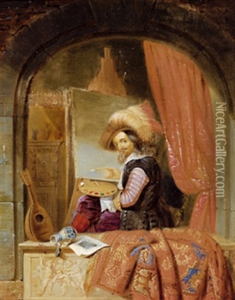 Ein Maler Am Fenster Oil Painting - Gijsbertus Arnoldus Gretser