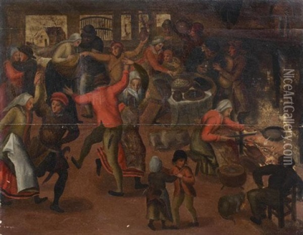 Fete Villageoise Dans Un Interieur Oil Painting - Pieter Balten
