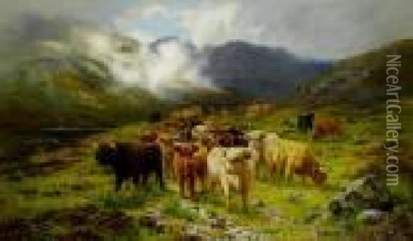 Highland Cattle, Isle Of Skye Oil Painting - Louis Bosworth Hurt